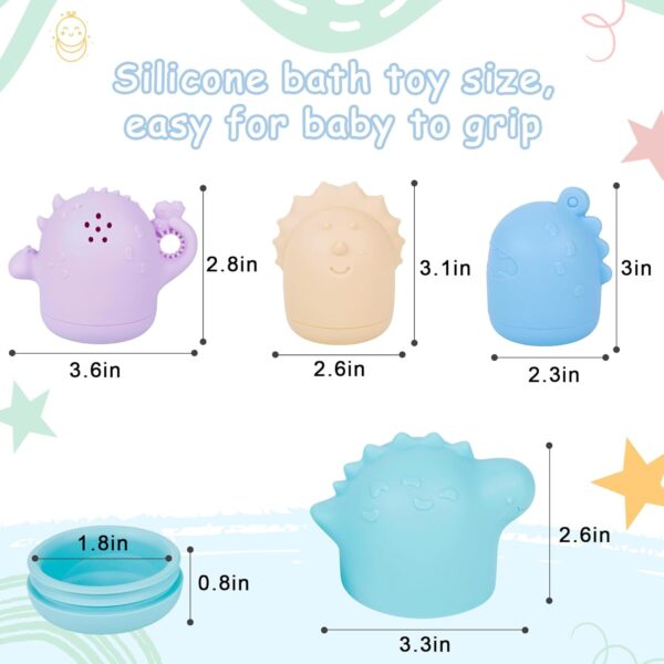 Baby Bath Toys, twoonto Bath Squirters Toys Spray Bath Toy Floating Bathtub Water Toy 4 Pack, Sensory Educational Bath Toys Silicone Mould Free Bath Toys for Bathtub Swimming Pool for Toddlers Kids - Image 6