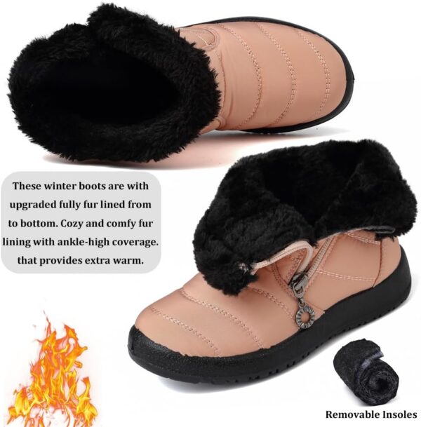 VTASQ Kids Snow Boots Boys Girls Fur Lined Warm Ankle Boots Outdoor Waterproof Winter Boots Non-Slip Cotton Shoe Slip On Walking Boots (Little Kid/Big Kid) - Image 4