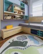 HB.YE Dinosaur Kids Round Play Rugs for Childrens Bedroom, Toddler Decorative Nursery Rug Mat with Non-slip Grip 120x120cm - Image 2