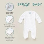 Sproot Baby | Premium Organic Cotton Sleepsuits | 3 Pack, 3-6 Months | Unisex Baby Nightwear with 2-Way Zip & Mittens | Soft Baby & Toddler Pajamas for Easy Changing in White - Image 3