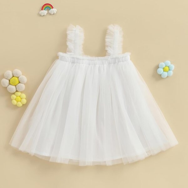 XIXIMAON Toddler Girl Summer Tulle Dress 3D Flower Decor Sleeveless Suspender A Line Dress - Image 3