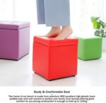 Faux Leather Upholstered Storage Ottoman Footstool Cube Bench Seat with Hinge Top Toy Box Organizer Chest - Image 6