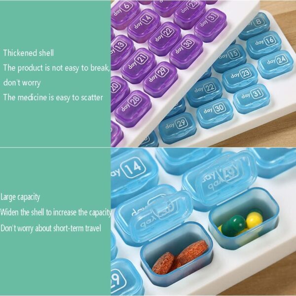 Pill Organizer 2pcs 31 Grids Pill Box Case Container Organizer Travel Pill Case Storage Box One Month Pill Medicine Dispenser Tablet Container - Image 2