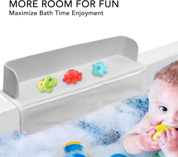 Bathtub Splash Guard Kids, Play Shelf Area Toy Tray Caddy Holder, Splash Proof Bathtub Water Guards Shelf, Storage Suction Cups Attach to Bath Tub for Toddlers Kids Baby - Image 5