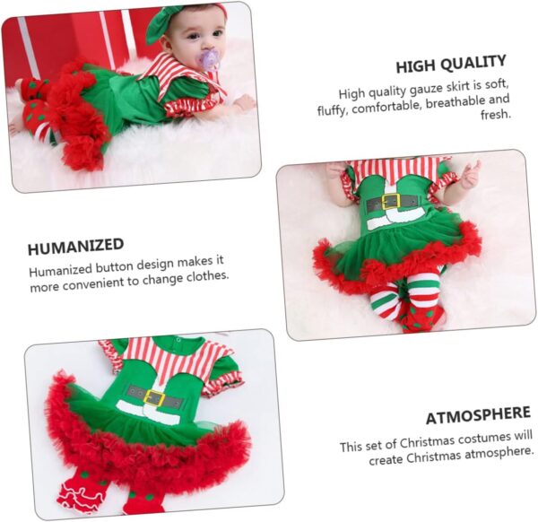 OATIPHO Baby Toddler Costumes Dress Set 3-6 Months Christmas Clothes Baby Dress Set Breathable Gauze Collar Christmas Atmosphere Green - Image 8