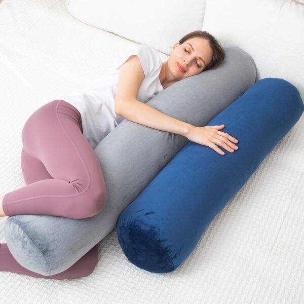 AS AWESLING Body Pillow for Adults, Full Body Pilllow for sleeping, Long Round Cervical Pillow, Bolster Pillow, Side Sleeper Body Pillow with Cover (90 x 20 CM, BLUE) - Image 4