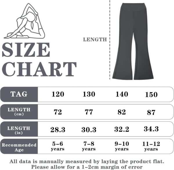 KAKU NANU Girls Flared Legging 2 Pcs,5-12 Years High Waisted Black Grey School Trousers Yoga Pants Sports Dance Joggers Leggings - Image 7