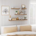 WOLTU 4 Pcs Floating Shelf Wooden Wall Shelves Storage Rustic Brown Display Shelf 40cm Long for Bathroom, Bedroom, Office, Living Room RG9372hov-4 - Image 6
