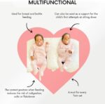 Bellochi Maternity and Nursing Pillow for Twins - Baby Support Pillow – Multifunctional Breastfeeding Pillow with Cover Made of Cotton and Velvet – OEKO-TEX Certified (Nature) - Image 4