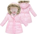 Kids Winter Hooded Jacket, Baby Girls Boys Padded Fleece Snowsuit Outerwear Warm Windproof Faux Fur Hoodie Coat with Pockets 2 3 4 5 6 7 8 9 10 Years