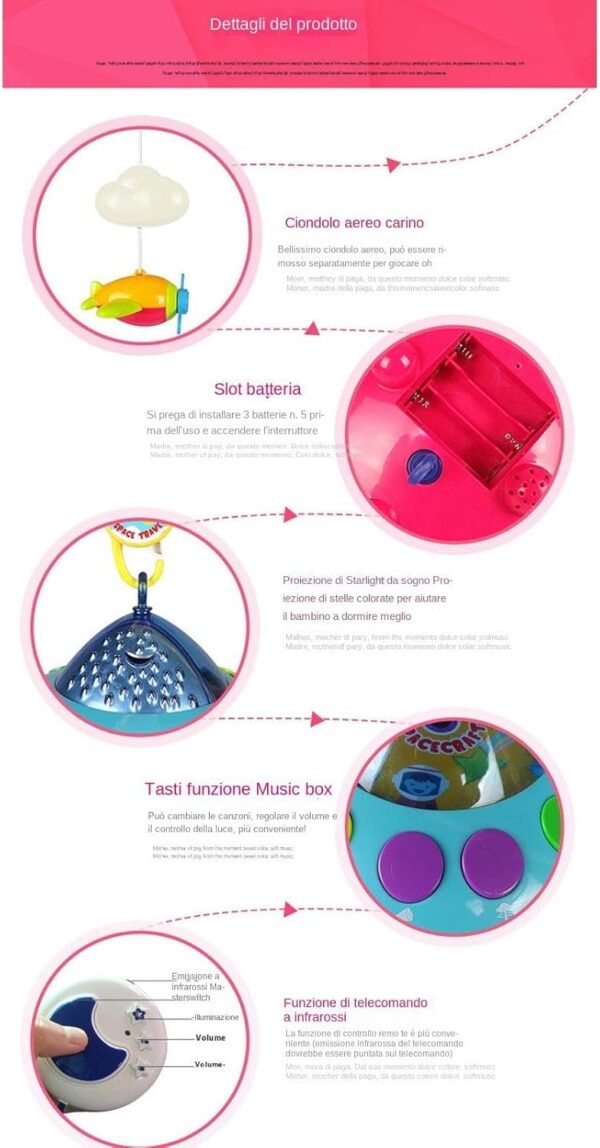 BABY Musical Crib Mobile, Baby Crib Mobile, Remote Control Nursery Lights Projector Function, Kids Accessories, Nursery Decor for Boys and Girls - Image 6