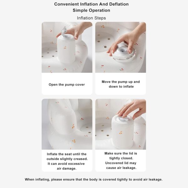 Inflatable Baby Seat, Baby Shower Chair Floor Seater Gifts Infant Back Support Sofa for Home Playing Dining Bathing Traveling - Image 3
