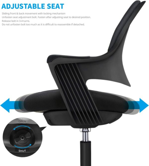 Ergonomic Kids Desk Chair with Footrest, Height Adjustable Seat, Comfortable Cushion Study Computer Task Chair, Smooth Rolling Wheels for Student and Children, Piano Black - Image 3