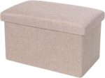 Large Foldable Fabric Storage Box Toy Chest with Lid Versatile Cube Seat Bench for Home Practical Blanket Box Organizer Beige 25cm - Image 5
