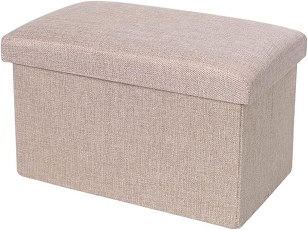 Large Foldable Fabric Storage Box Toy Chest with Lid Versatile Cube Seat Bench for Home Practical Blanket Box Organizer Beige 25cm - Image 5