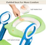 KATARUS Potty Training Toilet Seat with Step Stool Ladder for kids and baby Adjustable Toddler Toilet Training Seat with Soft Not-Cold Padded Seat Safe Handles and Non-Slip Wide Steps, Blue-Green - Image 4