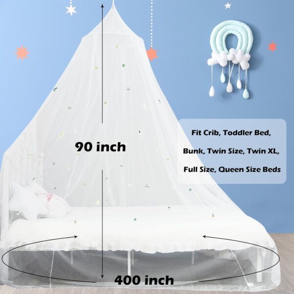 Bed Canopy with Glowing Space in The Dark, Bed Curtain for Baby Cot, Kids Bed & Toddler Bed, Single & Double Bed, Mosquito Net Canopy for Girls or Boys Room, Fire Retardant Fabric - Image 4