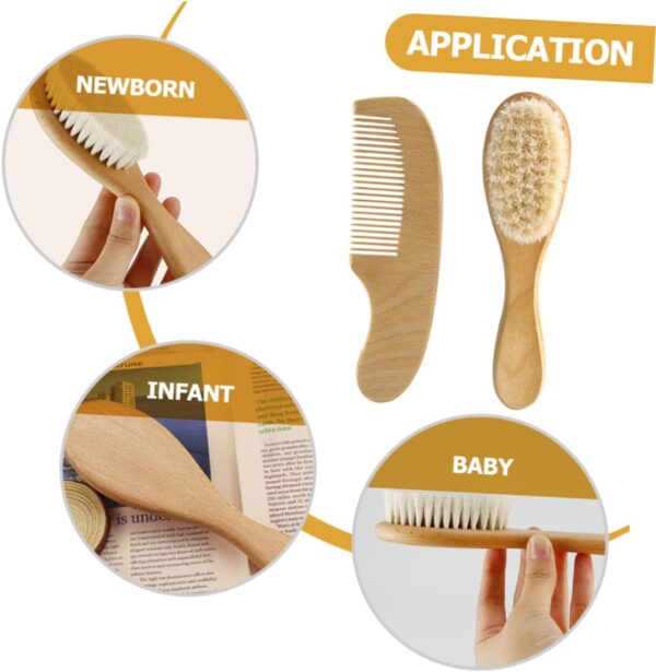 Toyvian 5 Sets Wool Brush Set Bath Kits Wood bristles Baby Brush Newborn Hair Brush Baby Hair Comb Toddler Hair Comb Baby kit Newborn Baby Hair Brush Baby Hair Care Brush Newborn Hair Comb - Image 5