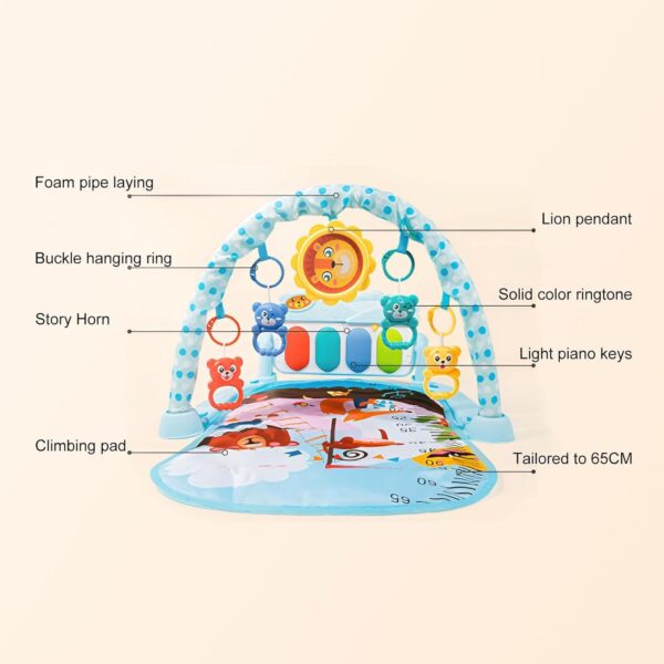 Jubepk Kids Gym Mat, Musical Activity Center with Lights, 74x56x43cm Developmental Mat with Detachable Toys, Ideal for Boys and Girls to Enhance Motor Skills - Image 6