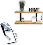 Double Rustic Wooden Shelves Wall-Mounted Shelf with Seated Double Black L Brackets, Made from Solid Timber - Ideal for Kitchen Living Room Decor (100cm) - Image 6