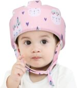 Xeano Baby Helmet, Infant Protective Hat Toddler Protector Cap Walking Harness Cotton Adjustable Soft Baby Safety Helmet for Crawling and Walking (Pink Rabbit)
