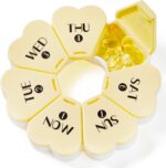 MOLN HYMY Cute Weekly Pill Box 7 Day, Round Floral Pill Case Organizer 1 time a Day, Pill Container Once Daily, Large Medcine Dispenser for Vitamin/Fish Oil/Medication/Supplements (Yellow) - Image 6