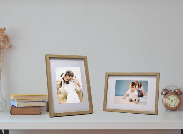 Natural Wood Effect A4 Photo Frames set of 3 with Mount for A5(6 x 8 ''),A4 Gallery Boxed Picture Frames With Mount for A5, A5 picture frames, Modern A4, A5 documents frames. - Image 3