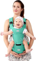 SONARIN Front Premium Hipseat Baby Carrier, Multifunctional, Ergonomic, 100% Cotton, Butterfly Rotary Buckle, 6 Carrying Positions,Safe and Comfortable, Adapted to Your Child's Growing(Green) - Image 3
