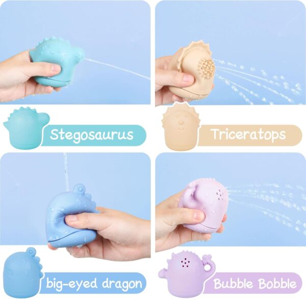 Baby Bath Toys, twoonto Bath Squirters Toys Spray Bath Toy Floating Bathtub Water Toy 4 Pack, Sensory Educational Bath Toys Silicone Mould Free Bath Toys for Bathtub Swimming Pool for Toddlers Kids - Image 2