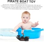 2pcs Baby Bath Toys Pirate Boat Wind Up Floating Bath Toys Bathtub Plastic Toy Boat Swimming Pool Water Toys for Party Favors Toddler Kids Black - Image 3