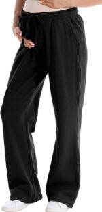 FEOYA Maternity Trousers Womens Wide Leg Long Pants Elastic Waist Casual Sweatpants Loose Pregnancy Trousers with Pocket S - 4XL