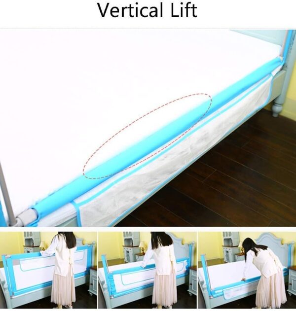KISYHOLG Sturdy Bed Rail With Storage Bag, Extra Long Mesh Crib Rail For Toddlers, Vertical Lifting Infants Safety Guardrail - Image 7