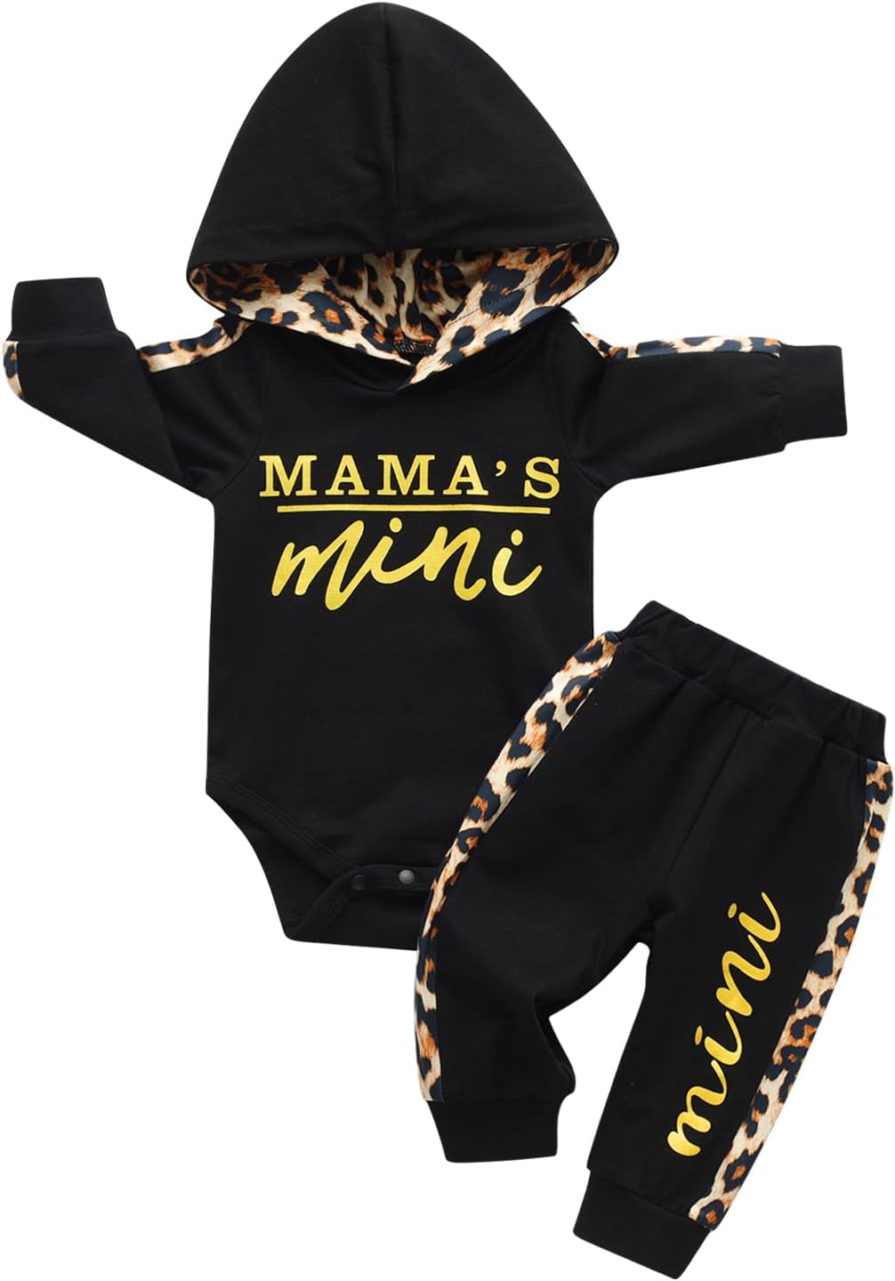 61DE7LkfL1L._AC_SL1500_.jpg Planooar Baby Girl Clothes Outfit Leopard Print Long Sleeve Hooded Tops + Pants - Image 1