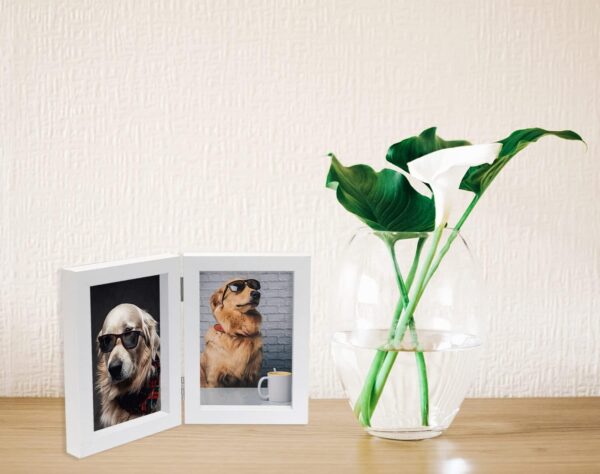 Hinged Double Photo Frame 6x4'' White,Wood Effect 4x6'' Double Picture Frame,White Twins 6x4'' Photo Frame with Glass Holds 2 Standard10x 15cm Photoes, Foldable 6x4 frames mother Day gift - Image 4