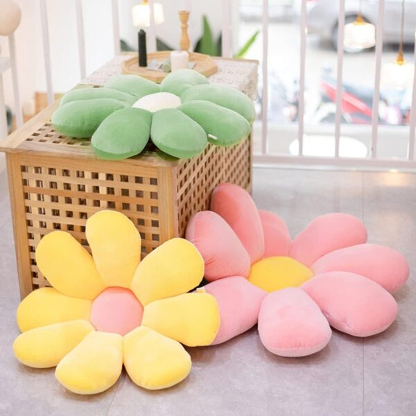 Flower Floor Pillow Seating Cushion Daisy Flower Throw Pillow Cute Room Decor for Girls Flower Plush for Reading and Lounging Comfy Pillow (80cm/31.49inch, Yellow) - Image 2