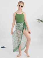 Naiyafly Girls One Piece Swimsuit with Cover Up Wrap Skirt Set Tropical Sequin Girls Swimsuit Cool Printed Bathing Suit Girls Beach Swimwear 9-14 Years - Image 4