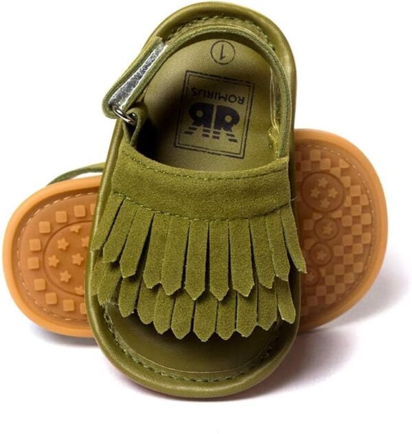 FANSU Baby Tassel Sandals, Multi-color Style Summer Comfortable Toddler Kids Girls Sandals Newborn Shoes for 0-18 Months Anti-Slip Velcro Soft Sole First Walking Shoes - Image 4