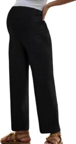 Happy Cherry Maternity Trousers Over Bump Pregnancy Pants Womens Casual Palazzo Lounge Trousers with Pockets Maternity Straight Long Pants S-XXL