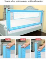 KISYHOLG Sturdy Bed Rail With Storage Bag, Extra Long Mesh Crib Rail For Toddlers, Vertical Lifting Infants Safety Guardrail - Image 4
