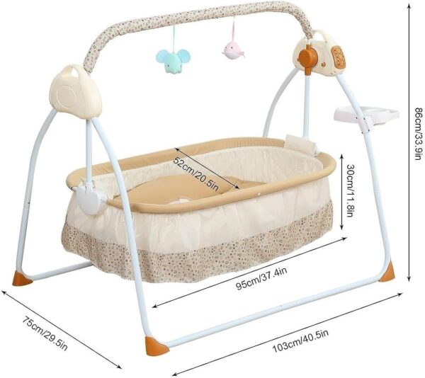 SZSXYBZ Baby Cradle, Electric Baby Cradle Cot Automatic Swing, Electric Baby Cradle Bluetooth Rocking Chair with Music Safe Rocker for Babies Between 0 and 24 Months(A) - Image 3