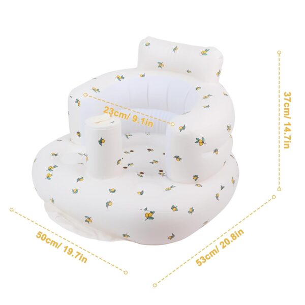 Inflatable Baby Seat for Babies 3 Months & Up, Baby Floor Seats for Sitting Up, Baby Seats for Infants, Blow Up Baby Chair with Built in Air Pump - Olive Flower - Image 3