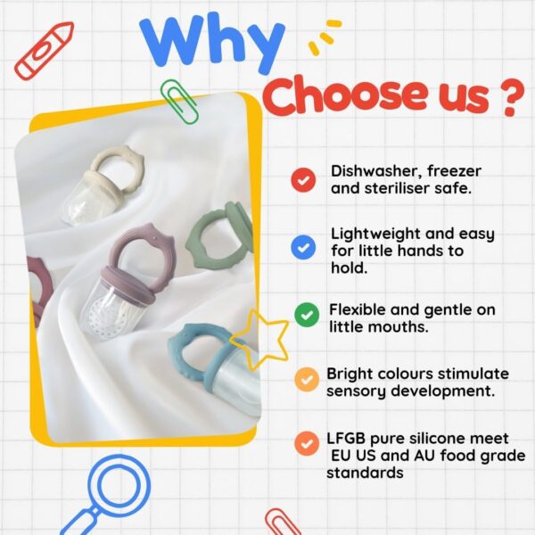 WeSweet Fruit Feeder for Baby - Silicone Baby Fruit Food Feeder- Breastmilk Popsicle Freezer Molds for Baby Teething & Infant Self Feeding Ideal Mum to Be Gifts (Cat Green) - Image 4