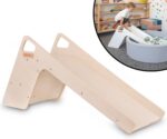 KiddyMoon Wooden Slide For Baby Multifunction Montessori Toddlers Indoor Freestanding Slide 2In1 Chair For Children Slide For Ball Pit Sturdy Climbing Toy, Large, Natural