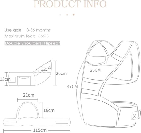 SONARIN 3 in 1 Multifunction Hipseat Baby Carrier,Ergonomic,Mummy Bag,100% Cotton,Breathable mesh Backing,Adapted to Your Child's Growing,Cozy & Soothing for Babies(Green) - Image 6