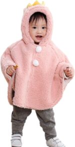 TINAYAUE Hooded Cloak Cloaks Warm Knitted Poncho Toddlers Lamb Wool Cape Poncho Coat Hoodies Winter Halloween Cape Snowsuit Outwear Hooded Wool Blend Capes for Boys Girls Baby - Image 4