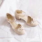 Bridesmaid Shoes Children Big Kids Children Girls Closed Toe Low Heeled Thick Heeled High Heels Princess Shoes Party Wedding Daily Shoes Girls Black Shoes Infant Size 8 - Image 2