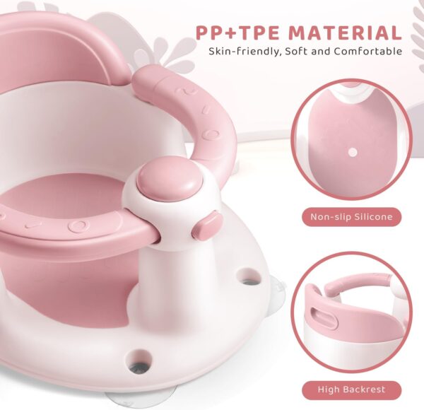 Baby Bath Seat, Infant/Toddler Sit Up Bathtub Seat for Baby 6-12-24 Months, Baby Bath Essentials Chair, Great Baby Shower Gifts for Newborn and New Mothers - Image 6