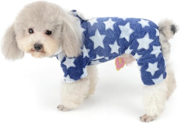 Zunea Small Dog Pyjamas Jumpsuit Puppy Hoodie Coat Clothes for Dogs Girl Boy Winter Warm Pajamas Outfits Overall Jumper Soft Pet Apparel Blue XXL (Pls Check the Size of Chest and Back Before Order) - Image 7