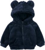 Newborn Infant Baby Boys Girls Cartoon Fleece Hooded Jacket Coat with Ears Warm Todder Kids Outwear Coat Zipper Up 0-6Y