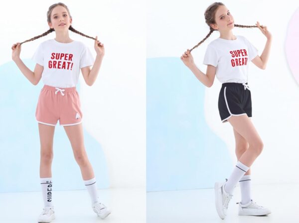 Rolanko Girls Sports Shorts, Cotton Summer Contrast Binding Dolphin Short Pants, Kids Athletic Gym Wear for Running and Dancing, 3 Packs - Image 2